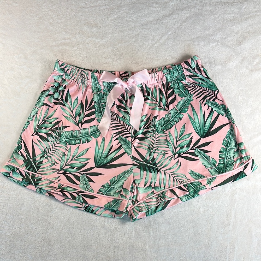 Jordann Jammies NWOT Tropical Leaf Pajama Lounge Shorts XL/2XL Pink